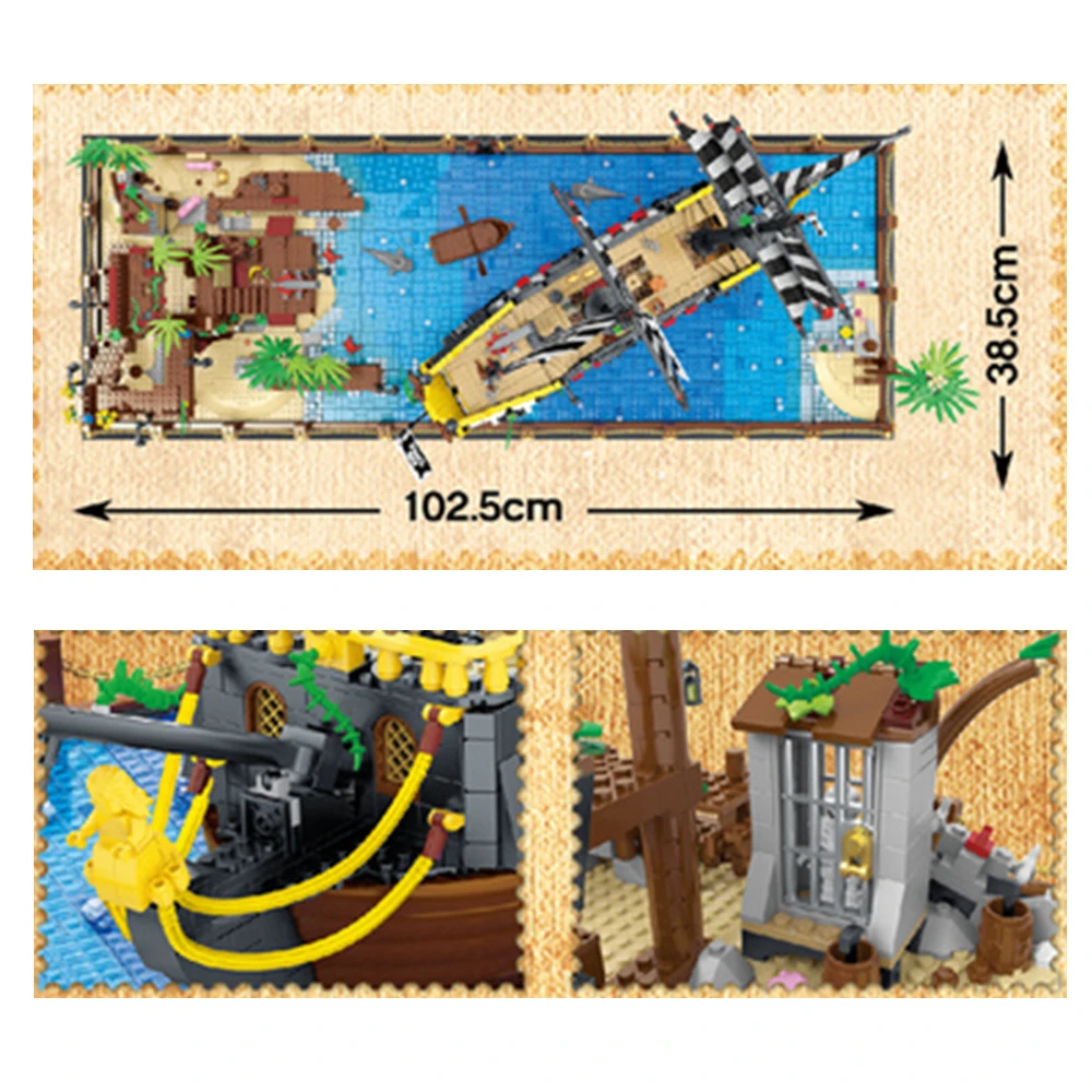 

New Creative Ideas Series Booty Bay Bricks Pirate Ship Model Kit Building Blocks Educational Kids Toys Christmas Gifts Sailboat