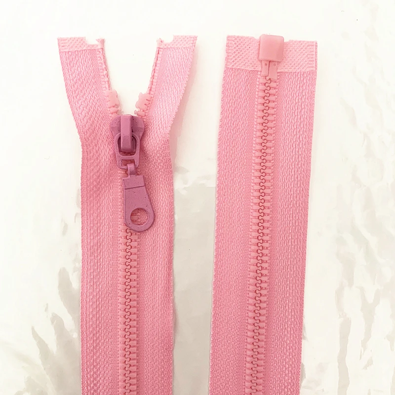 

2pcs 5# 25-70cm pink detachable resin zipper opening opening automatic ecological locking plastic zipper for sewing suit