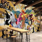 Самоклеящиеся обои на заказ, в стиле ретро, хип-хоп, уличные танцевальные граффити, характерные водонепроницаемые фоновые фрески для музыкальной бара, танцевальной комнаты