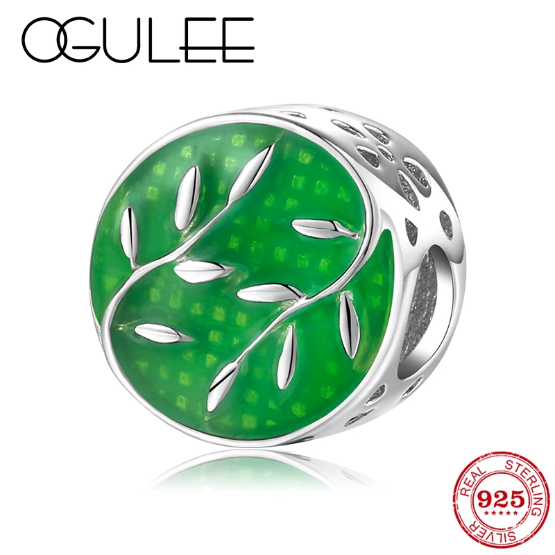 Новинка шармы из стерлингового серебра 925 пробы с натуральным зеленым озерным