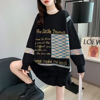 mid length loose korean sweater women western style all match autumn and winter 2021 new age reduction sweater
