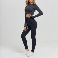 womens fitness suit seamless leggings high tail yoga training suit womens fitness suit 3 pieces exquisite suit long mouth top