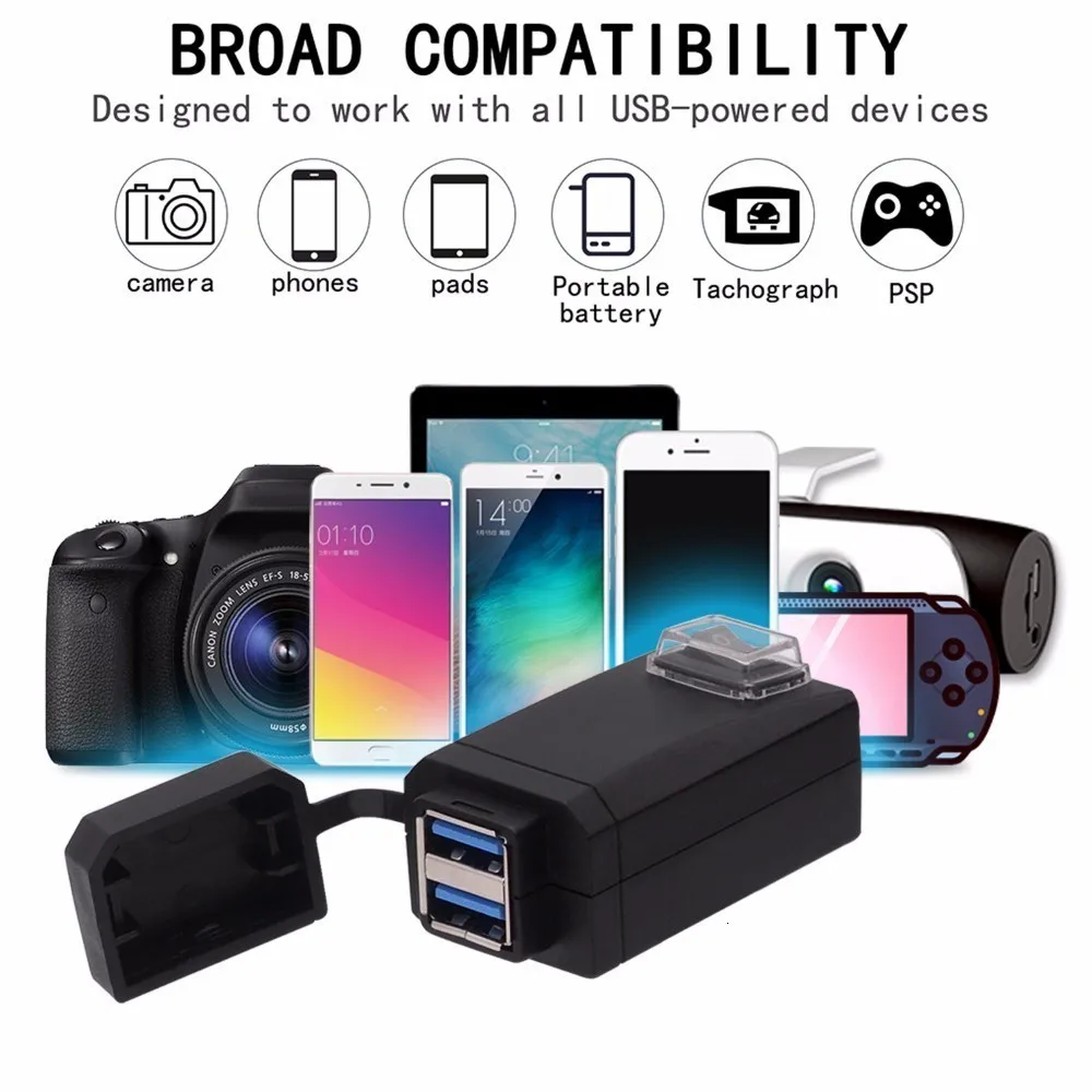 OHANEE Qc3.0 Usb мотоциклетное зарядное устройство мото оборудование двойной Usb быстрая зарядка 12 В блок питания чехол адаптер для iphone samsung huawei