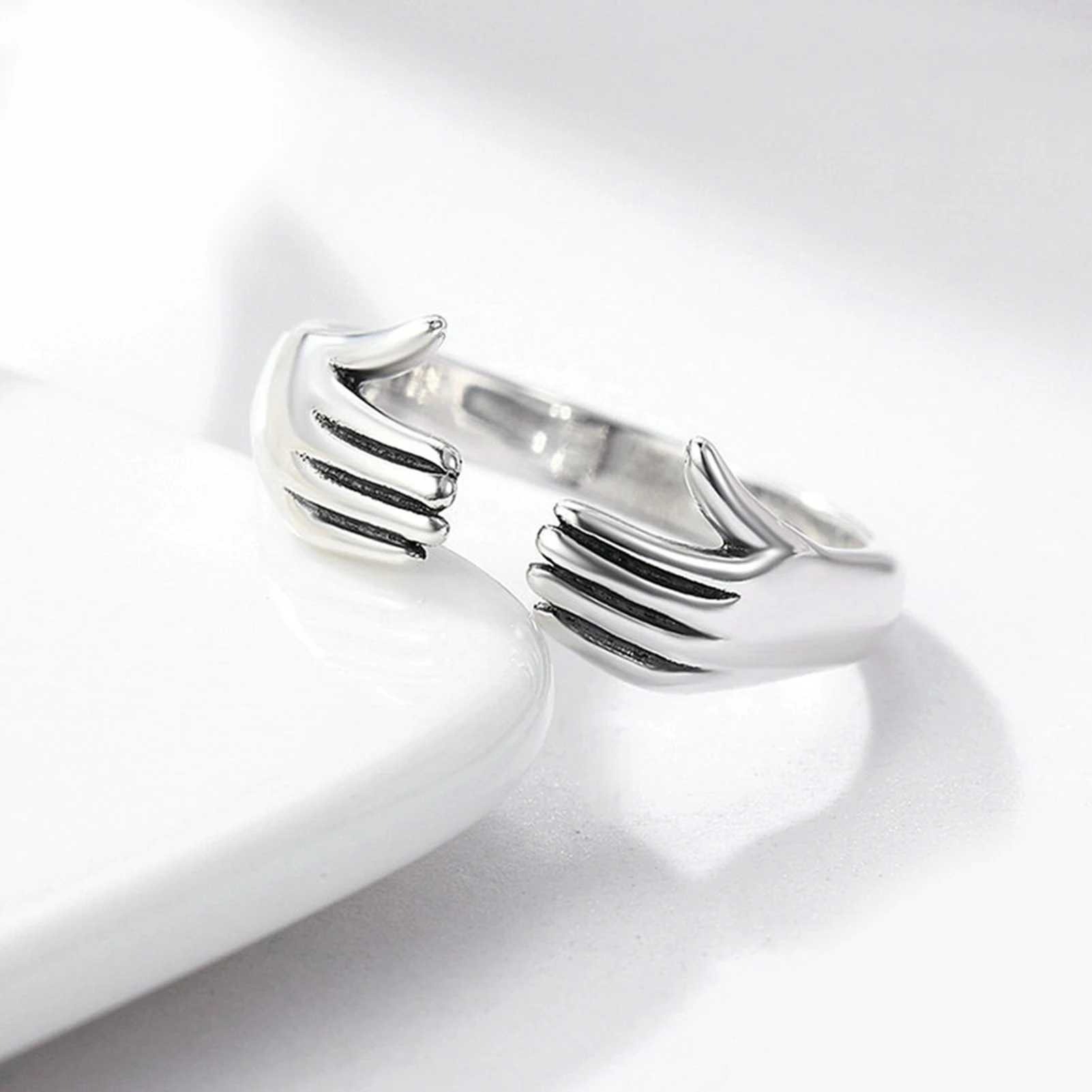 Женские регулируемые Открытые Кольца из стерлингового серебра двухслойные