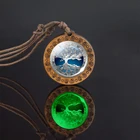 2021, модное светящееся ожерелье с деревом жизни, стеклянный деревянный кулон, цепочка, ожерелье, светящиеся украшения