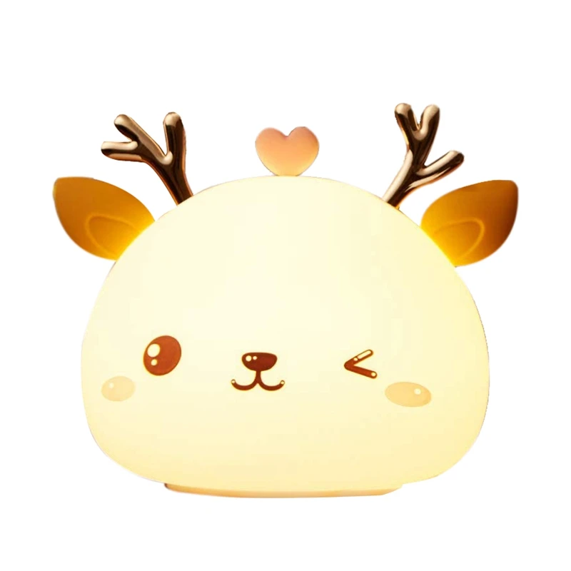 

Portable Night Lights For Kids,Baby Silcone Night Light,USB Rechargeable Deer Night Lamp With Press Sensor