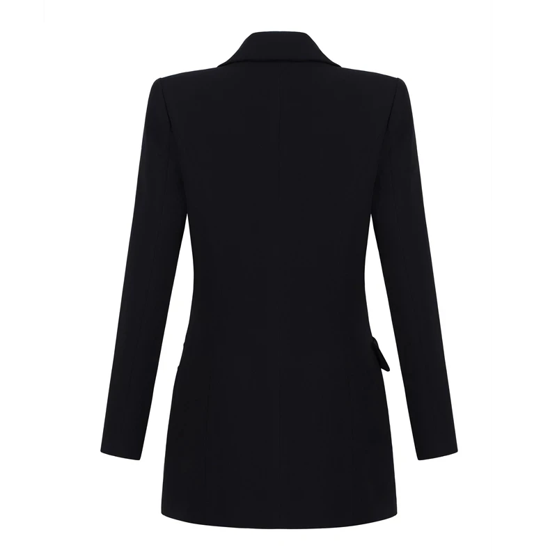 Женское мини-платье Max Spri черное облегающее офисное платье с глубоким v-образным