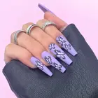 Матовые накладные ногти, сверхдлинные накладные ногти в форме бабочки с клеем, фиолетовый маникюр, балерина, накладные ногти, 24 шт.