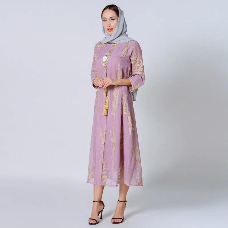 Embroidered Moroccan Caftan Dubai Arabic Dresses For Women Modest Hijab Kaftan Evening Jalabiyat Turkish Abayas Muslim Clothing