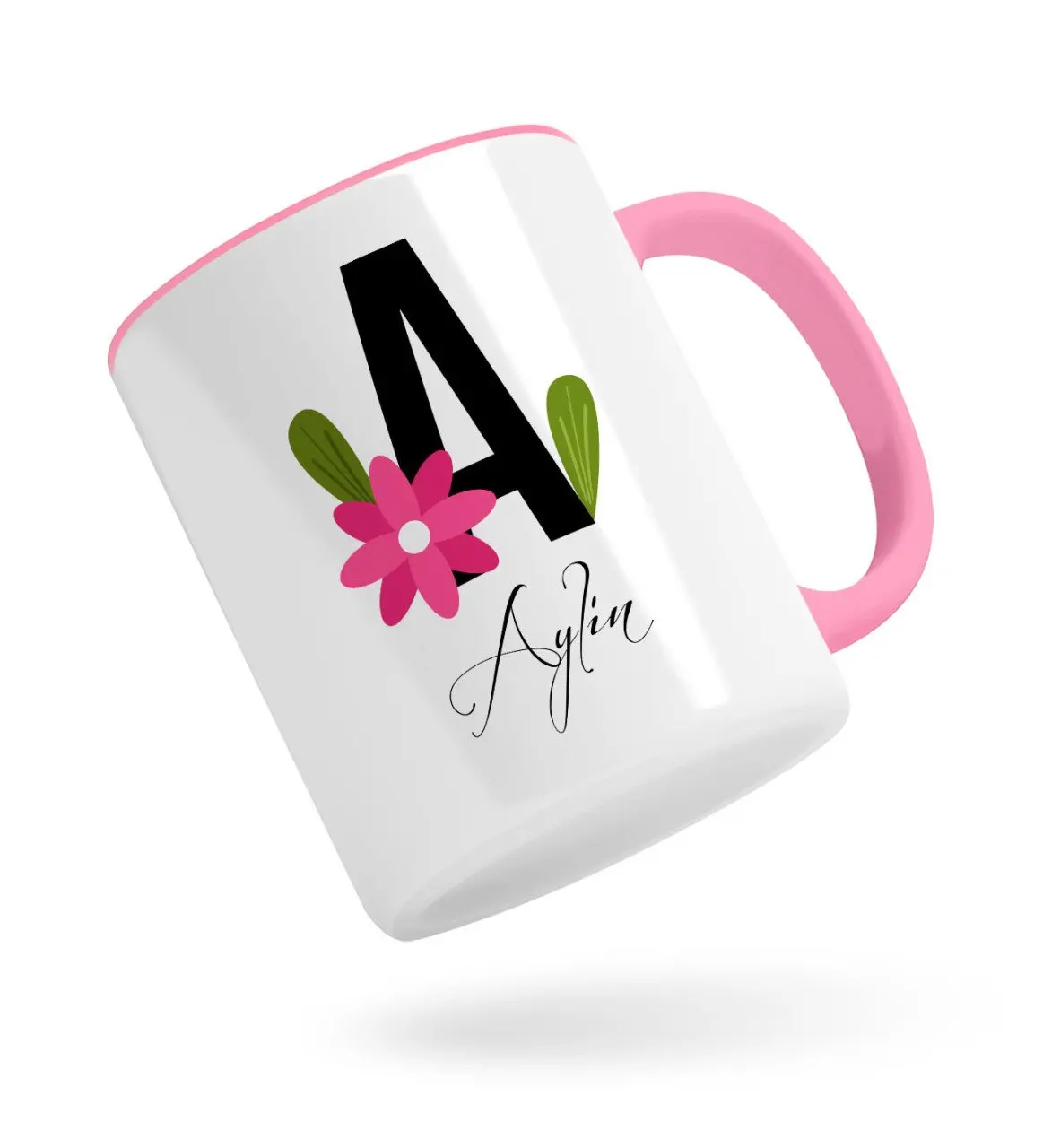 

С персональными буквами и название цвета: розовый кружка Bardak-4