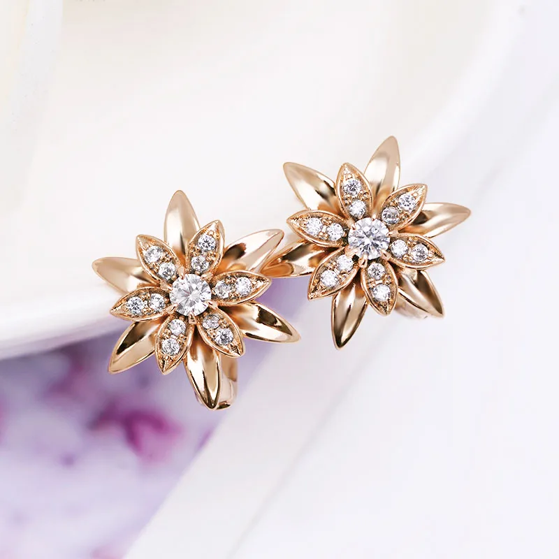 MxGxFam серьги кольца золотого цвета с цветами для женщин модные ювелирные изделия