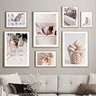 Девушка Ванна вино Макарон Пломбир оранжевый корзина настенная живопись холст скандинавские постеры и принты Декор картинки для гостиной