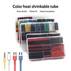 Термоусадочная трубка, Полиолефиновая усадочная трубка, набор в ассортименте, изолированная кабельная трубка для электропровода, комплект трубок, водонепроницаемая усадка 2:1