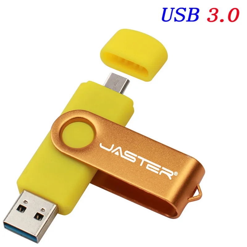 JASTER OTG USB флеш-накопитель 128 Гб 64 Гб высокоскоростная Usb флешка 3,0 флеш-накопитель 16 ГБ 32 ГБ карта памяти Флешка для Android Mobile - Цвет: Yellow
