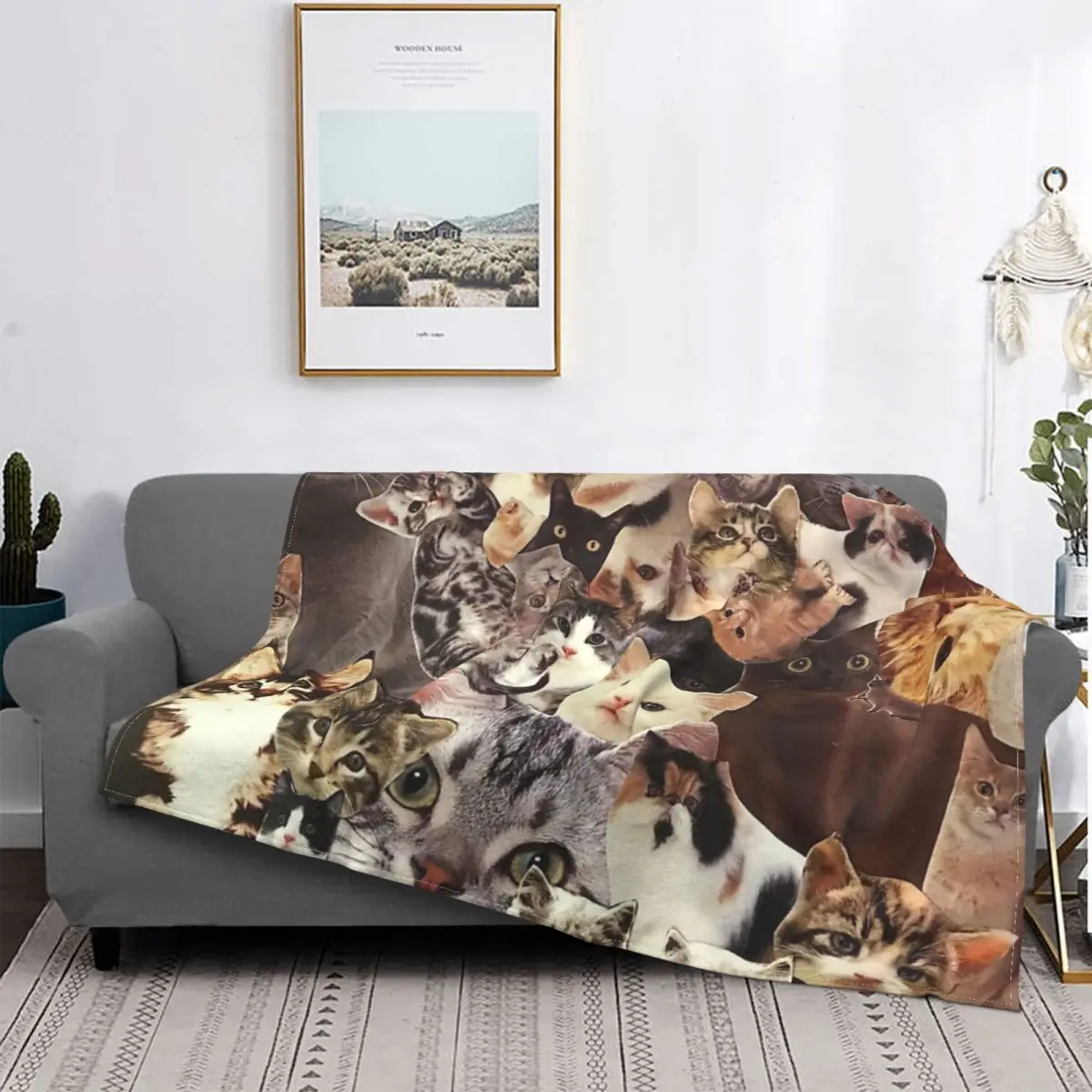 

Manta a cuadros con diseño de gato, para cama colcha, cubierta para sofá, a cuadros, mantas y pañales