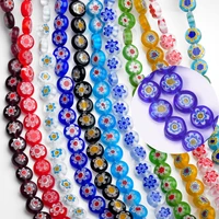 flat round 8mm flower patterns millefiori glass loose crafts beads lot for diy jewelry making findings