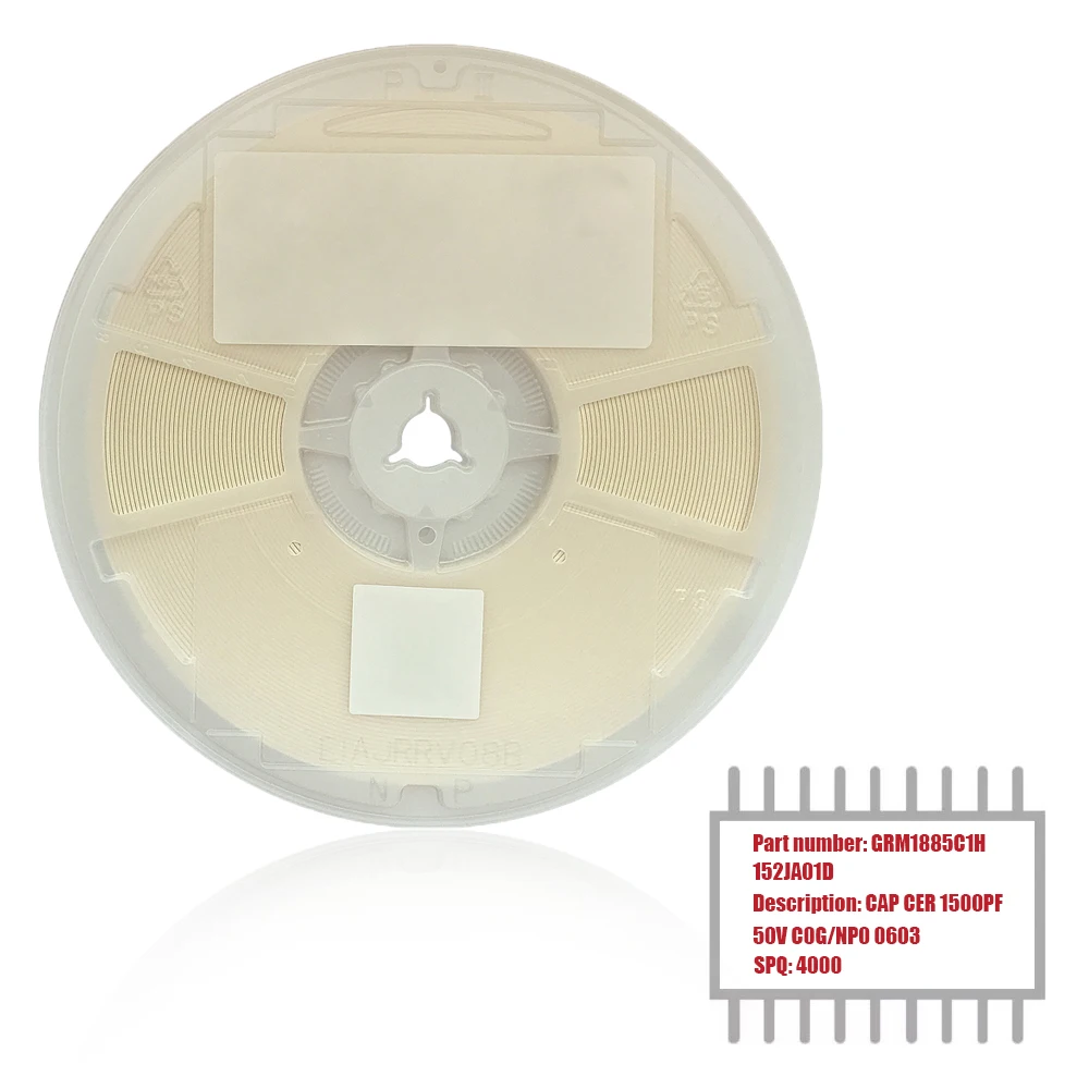 

My Group Asia 4000 шт. grm1885c1h152ja5000 ± 5% крышка CER 1500PF 50 в C0G/NP0 0603 (1608 метрическая) SMD керамический колпачок acitor in St