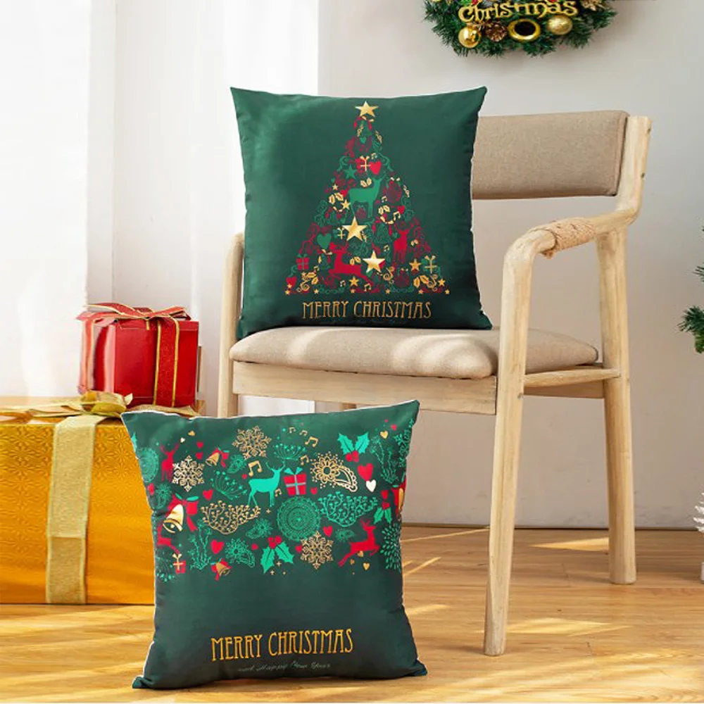 

45x45 см Рождественская Подушка Чехол Рождественская елка Лось Звездный колокол Наволочка на подголовник мягкие рождественские подарки