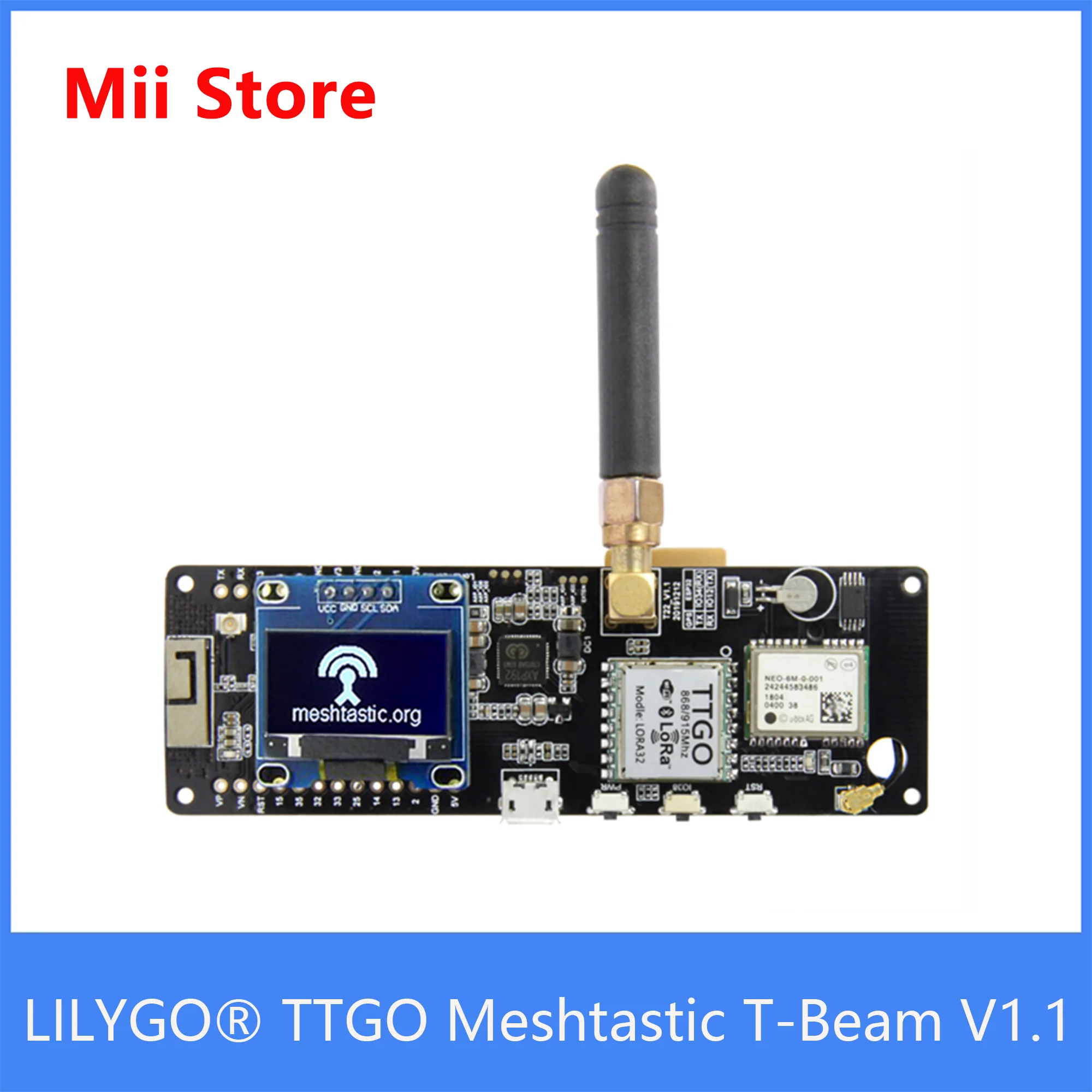 

LILYGO® TTGO Meshtastic T-Beam V1.1 ESP32 433/868/915/923Mhz WiFi BLE Lora ESP32 GPS NEO-6M SMA 18650 Battery Holder With OLED