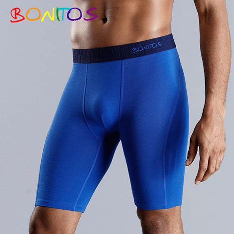 B7 Light Blue BONITOS, Длинные боксеры, шорты, трусы, мужское нижнее белье, мужские боксеры, мужское нижнее белье, натуральный хлопок, удобные, мягкие, Топ бренд, высокое качество - Color: B7 Light Blue