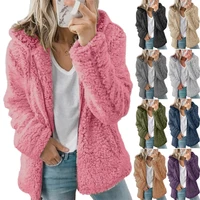 woman jacket 2021 europe new fashion long sleeeve outfit hooded fleece wool coat women warm