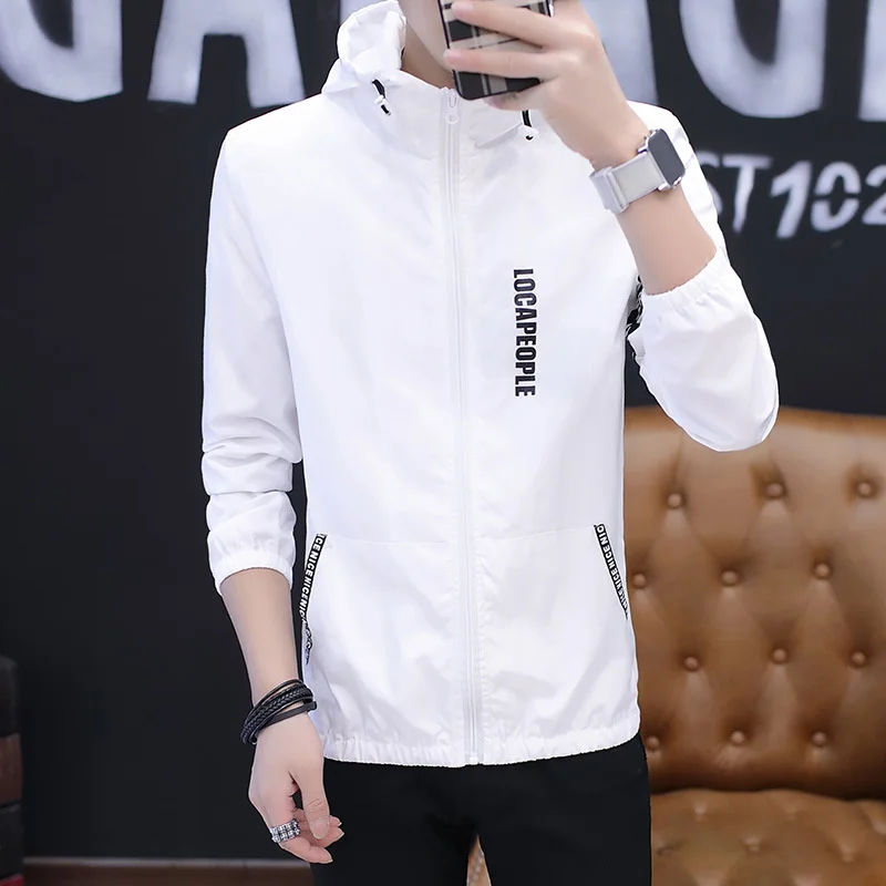 

Мужская куртка весна-осень новая корейская мода тонкая легкая куртка с капюшоном Молодежная мужская одежда