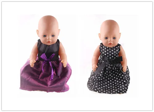 

New style high quality white dot dress For 43cm New - Doll Accessoriesest Birthday Gift for children b155