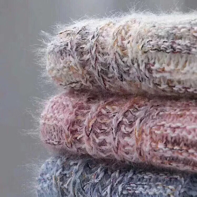 Sweater Jumper Girl Kawaii Mohair Fluffy Chic Woman Preppy style Cable Knit Wool Head 2020 New Korean Casual Cute Loose | Женская одежда