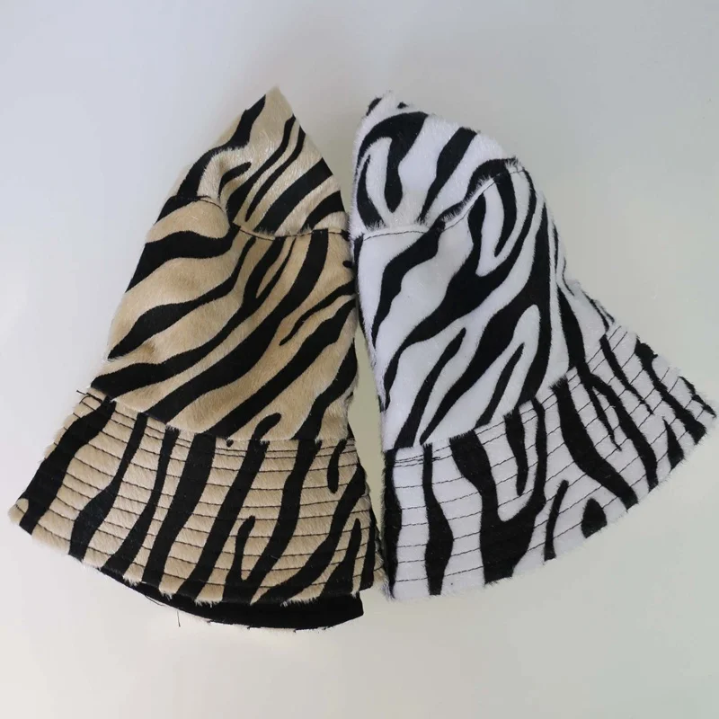 Женская двухсторонняя шерстяная шапка WZCX с принтом зебры | Аксессуары для одежды