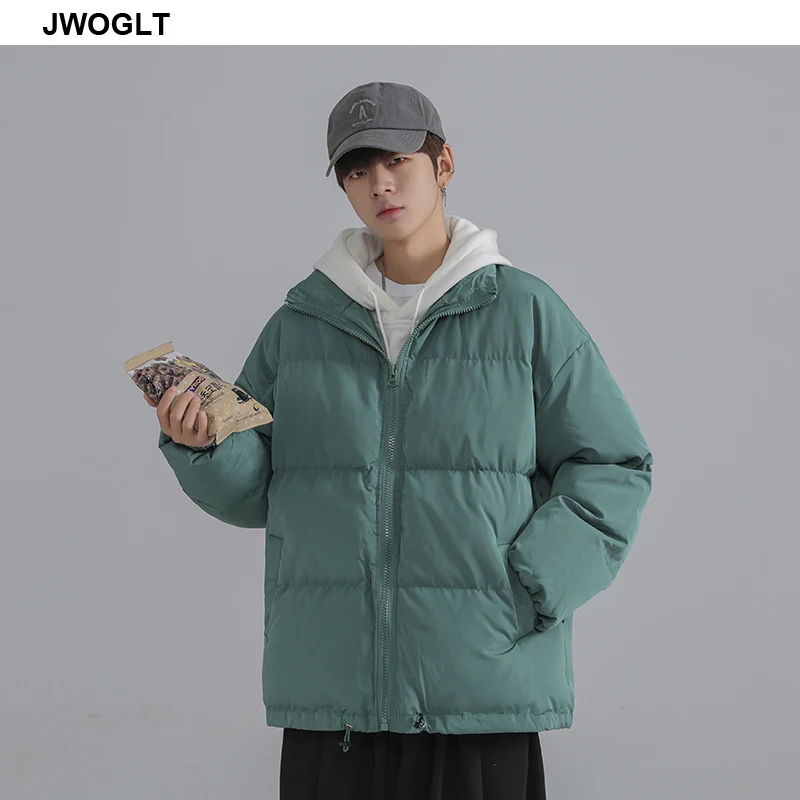 Зимняя куртка Мужская Твердые Цветные парки на молнии для мужчин со стоячим