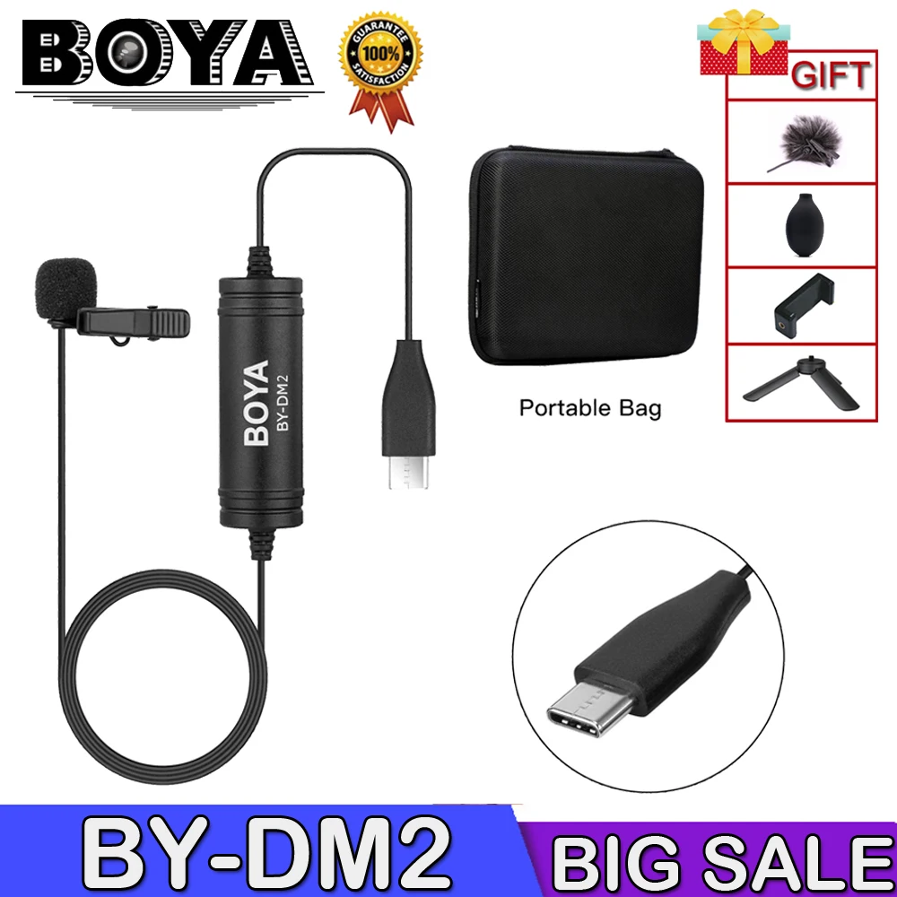 BOYA BY DM2 Lavalier конденсаторный микрофон type C порт интервью Vlogging всенаправленный для