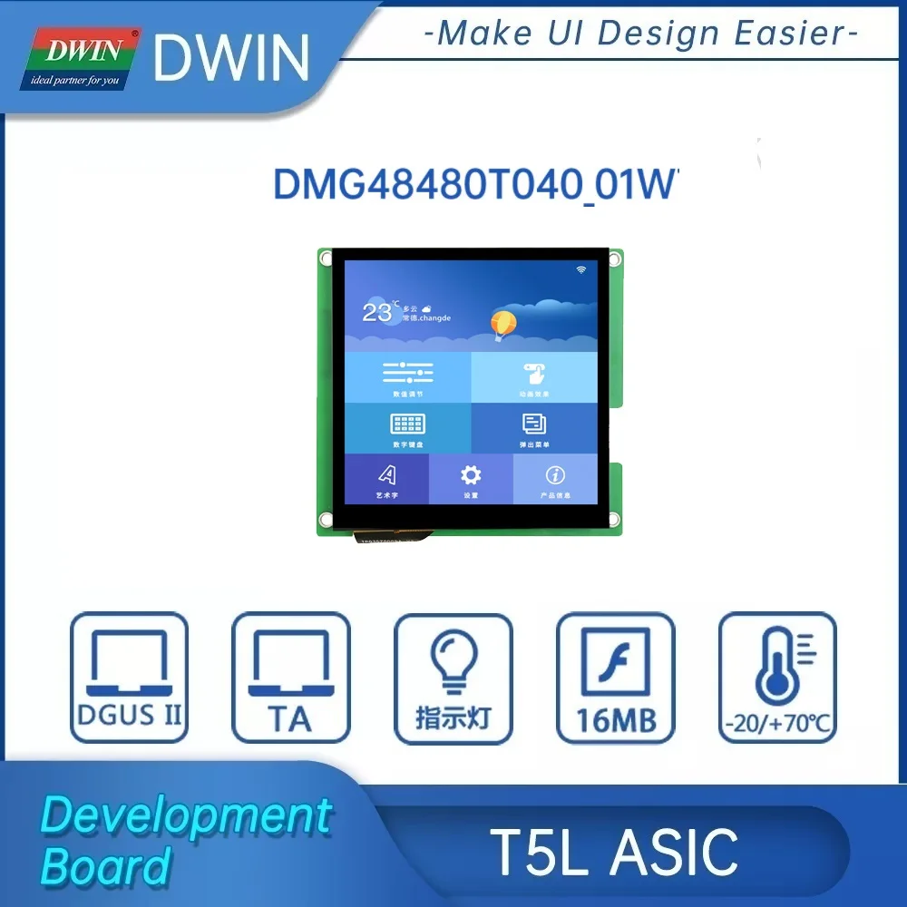 

DWIN 4‘ IPS-TFT-LCD Display 480*480 Resolution Industrial Grade Smart LCM Modbus Monitors Can Connect Arduino DMG48480T040_01W