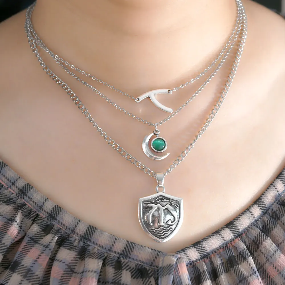 

Hope Mikaelson Legacies Layer Necklace Family Crest Pendant Wishbone Necklace Women Cosplay Jewelry Wish Pendant Clavicle Chain