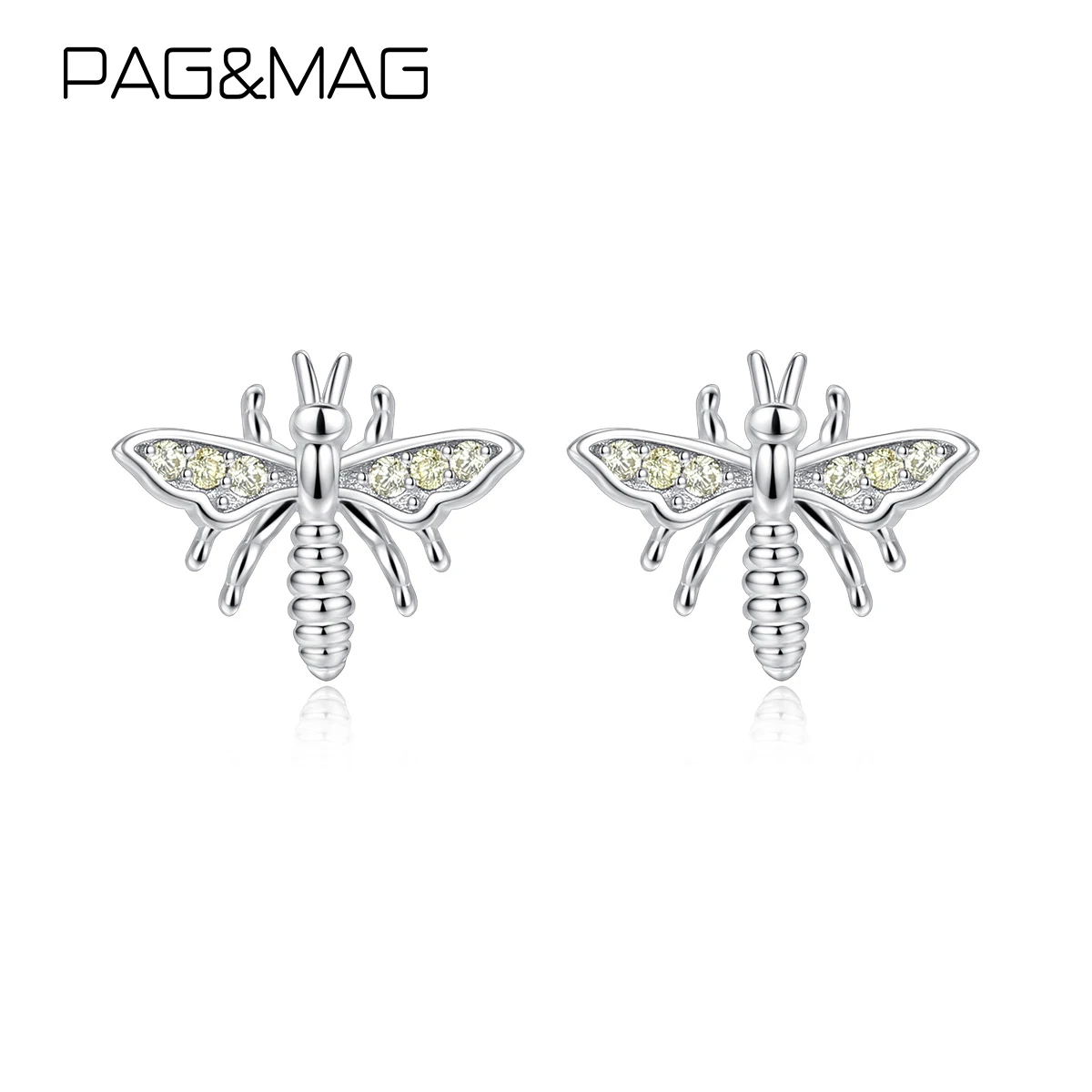 PAG & MAG Аутентичное Стерлинговое Серебро 925 пчела штифт с насекомым серьги для