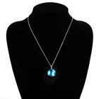 Ожерелье с голубым ночным светом, звездное небо, созвездие, светящиеся в темноте, Женский стеклянный камень, круглый подарок на день рождения, банджи