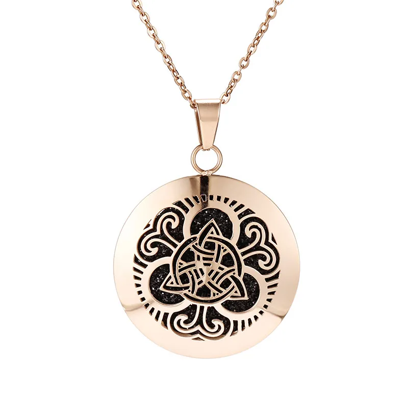rose gold color 8 Розовое золото цвет эфирные масла диффузор кулон для женщин из нержавеющей стали полый ароматерапия диффузор духи ожерелье - Metal Color: rose gold color 8
