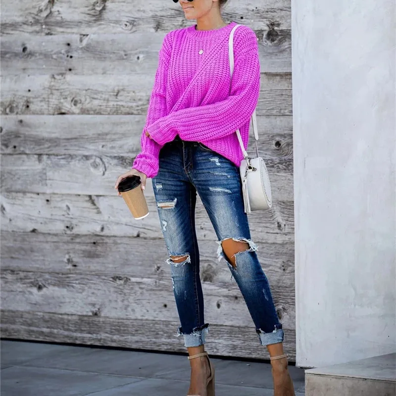 

2021 New Arrival Sweater Women Clothing Solid Slim Basic Jumper Knitwear Holiday Boho Autumn Winter Pullover Knitted