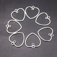 30pcs silver plated hollow double hole heart pendant diy charms retro earrings jewelry crafts metal accessories p677