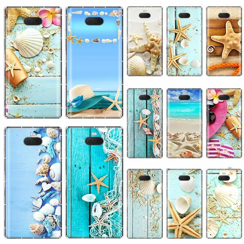 Синие деревянные ракушки Sea Star для Sony Xperia X XA XA1 XA2 XA3 XZ XZ1 XZ2 XZ3 XZ4 L1 L2 L3 Plus мягкий чехол
