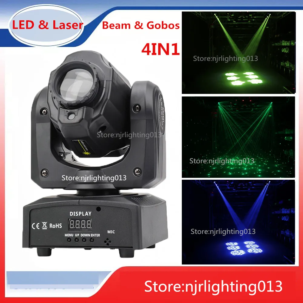 DMX512 RGBW 4 в 1 80 Вт светодиодный движущийся луч Gobo светильник & мВт лазерный