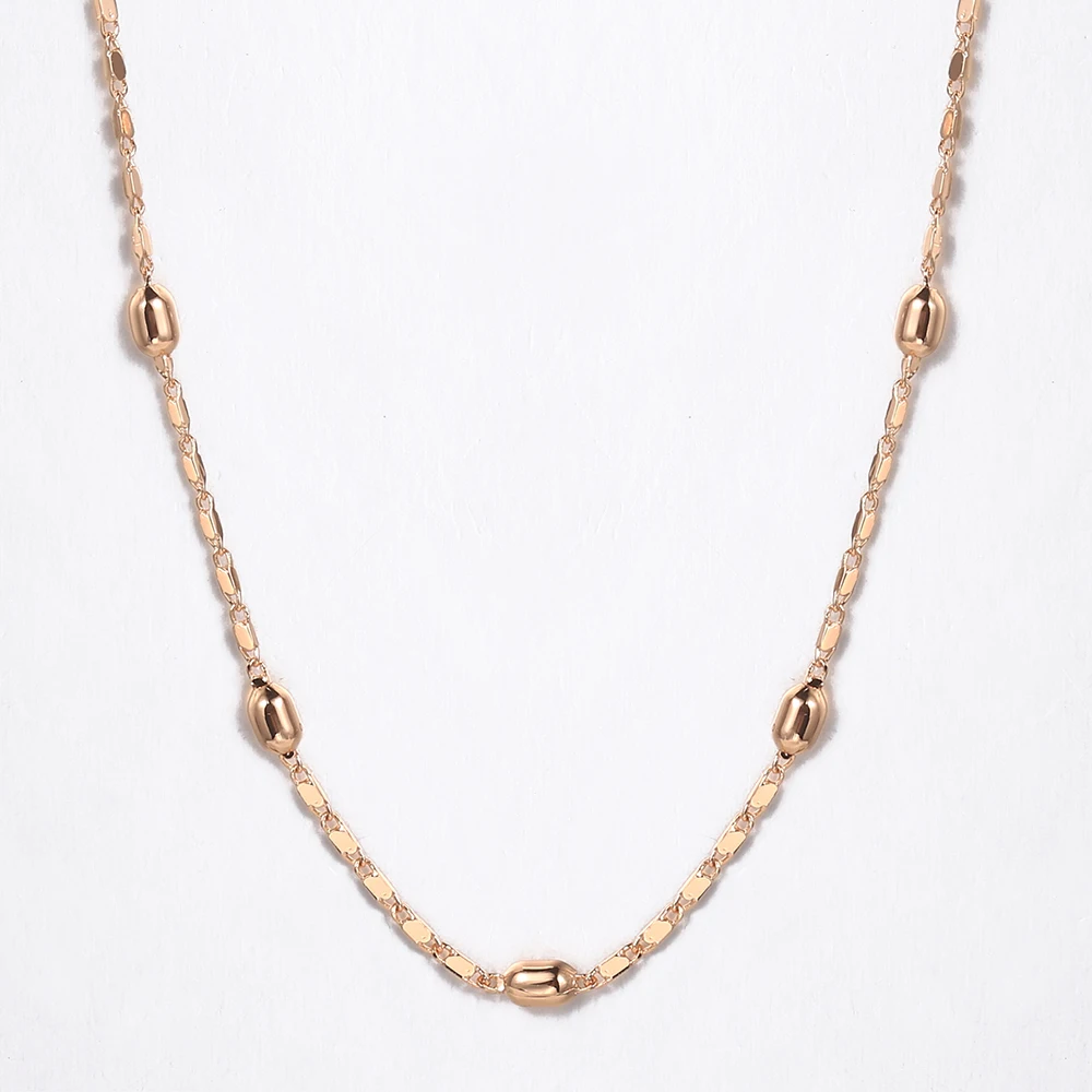 2 мм элегантные бусы ожерелья для женщин девочек 585 Роза цепочка с золотой бусиной