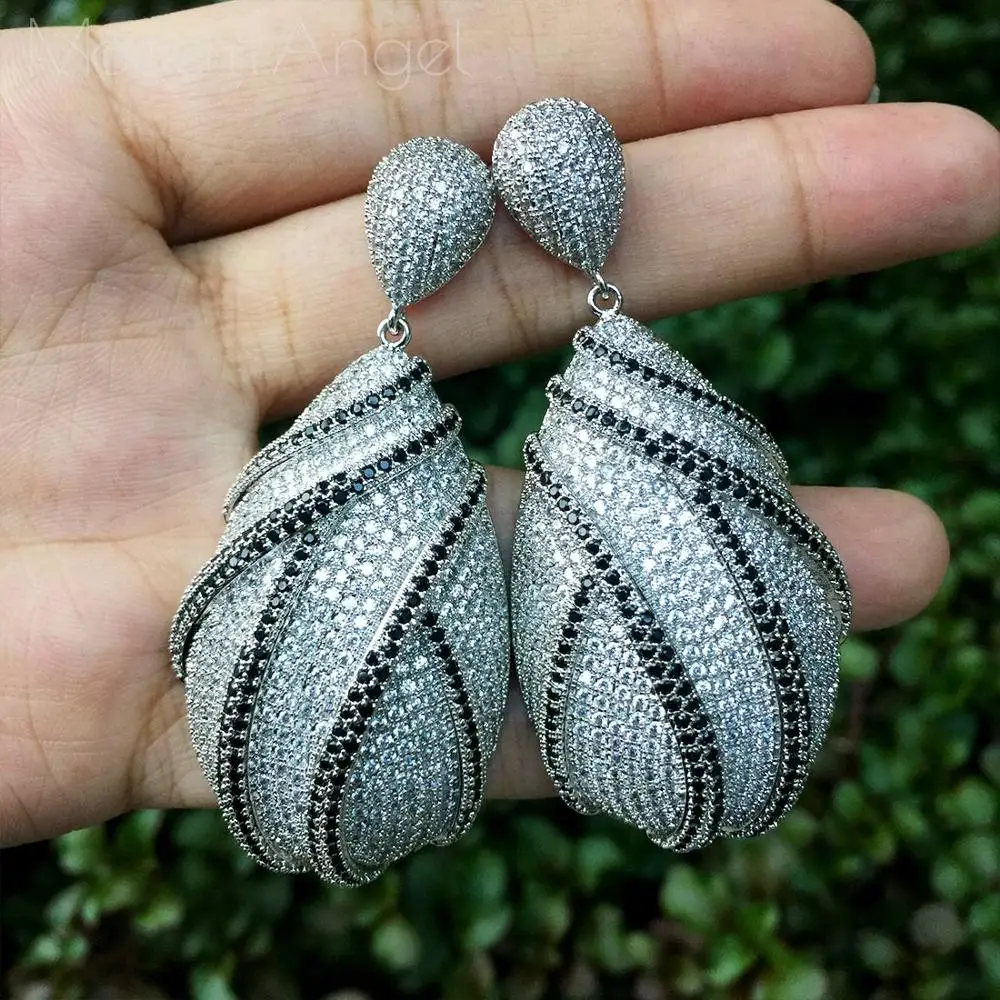 

ModemAngel Water Drop Full Micro Cubic Zirconia African Party Engagement Width Wedding Earring Fashion Jewelry for Women