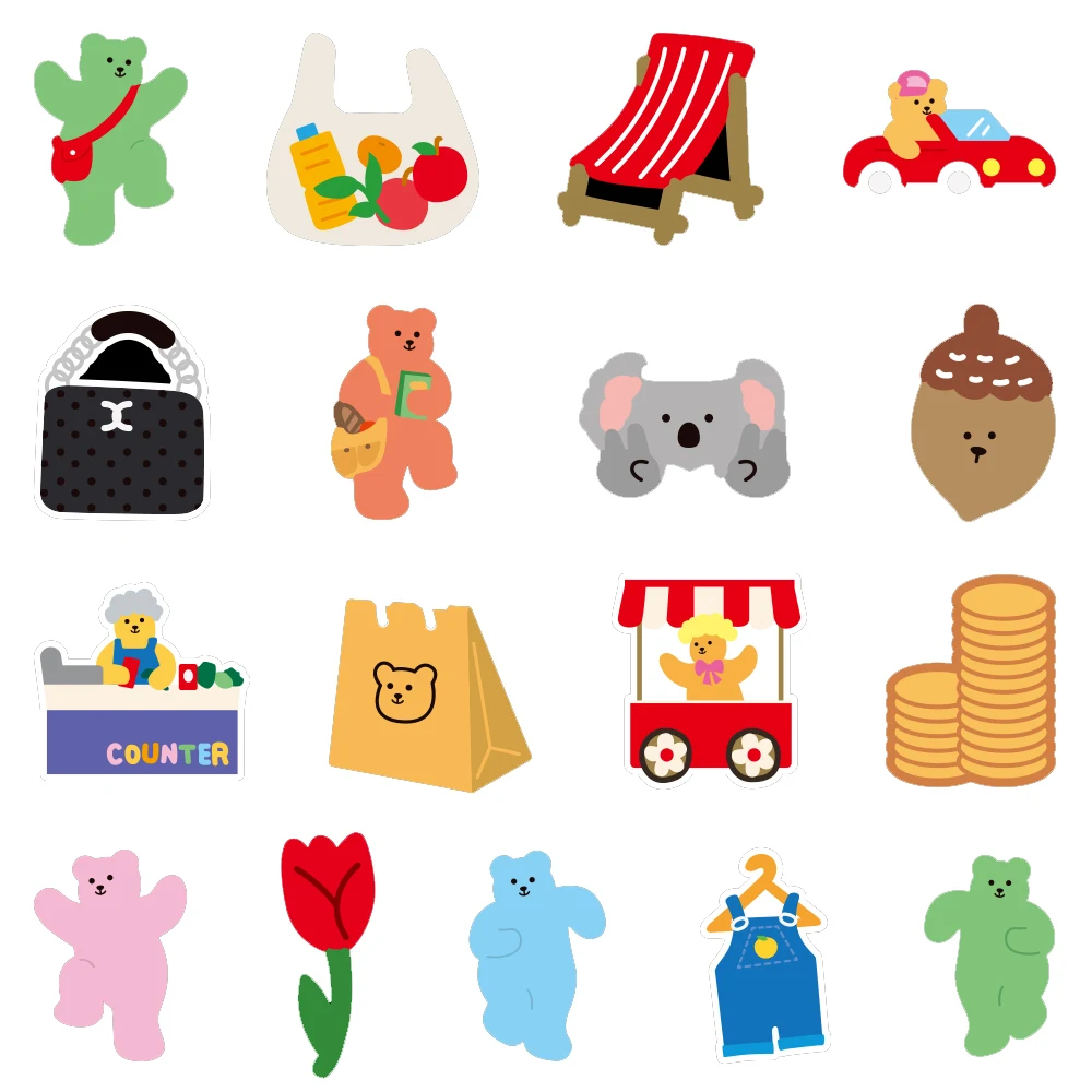 

100PCS Cartoon Bear Stickers for Children Letter Diary Scrapbooking Stationery Pegatinas Stickers