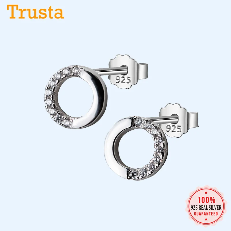 Trustdavis 100% Серебро 925 пробы женские ювелирные изделия Модные полые круглые CZ серьги