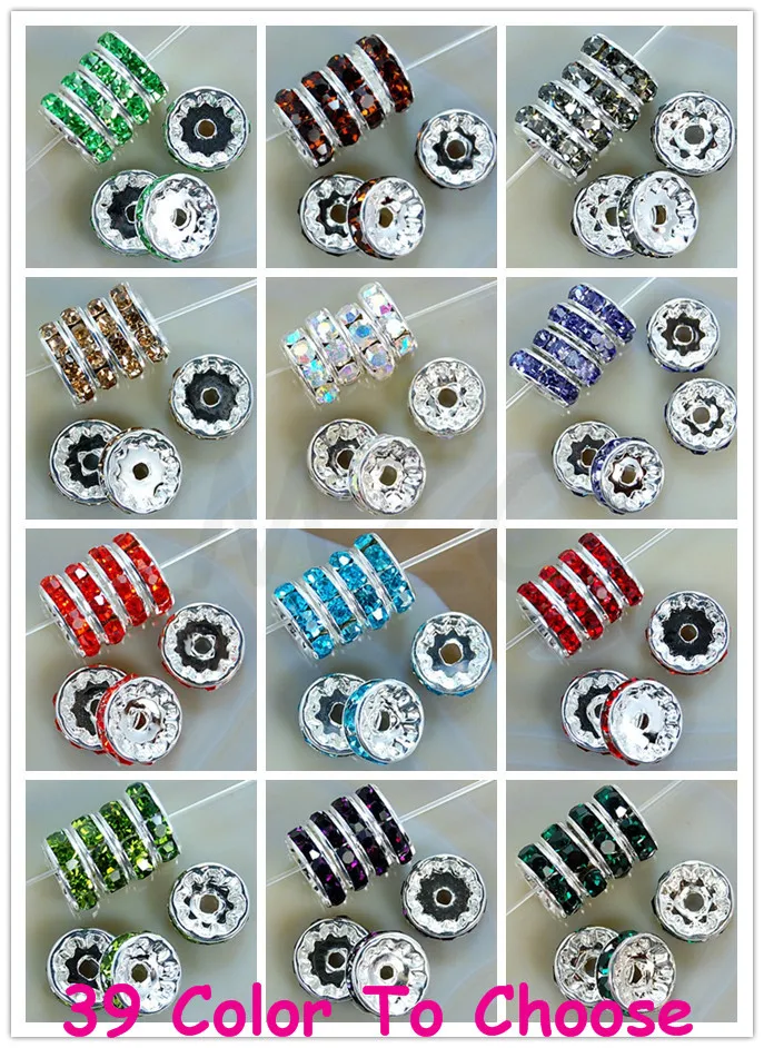 

g23 Free Shipping 12 Color Each 100 Piece 1200 Pcs/lot Crystal Fasion Rondelle Spacer, Silver Plated DIY Loose Beads