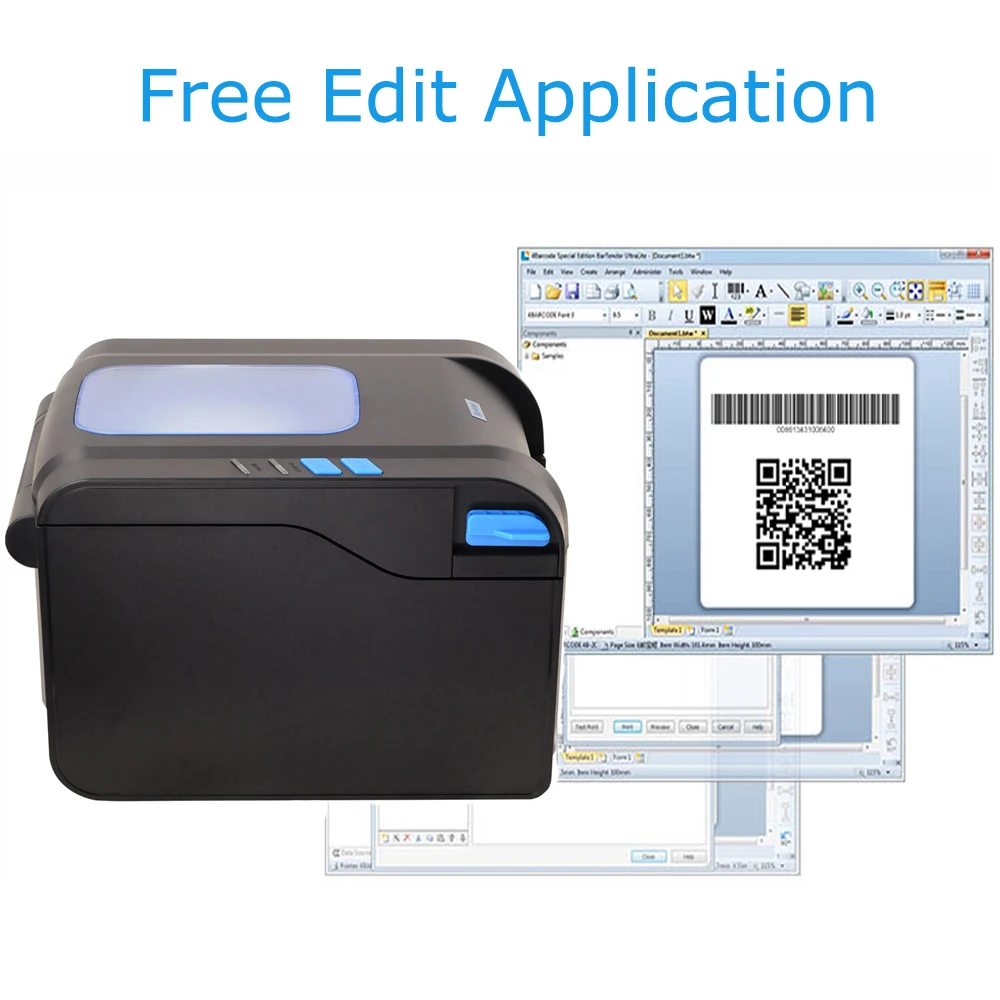 Принтер штрих кода для этикеток термопринтер чеков Bluetooth или USB порт с автоматическим отслаиванием клейкий