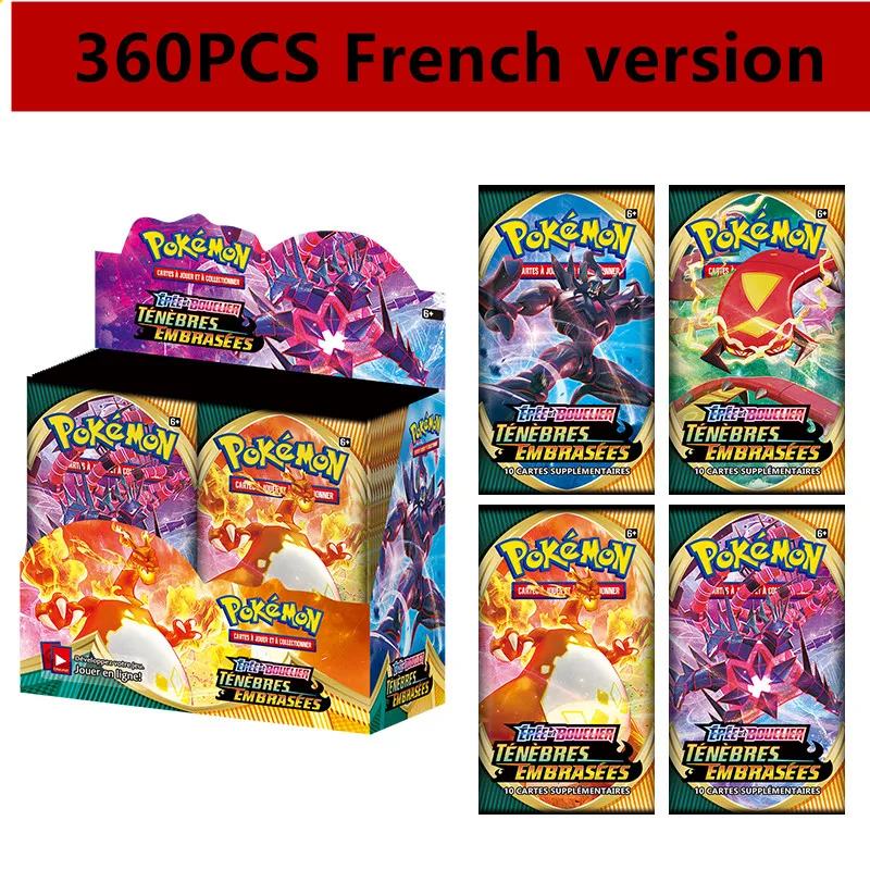 

360Pcs French Pokemon Cards Darkness Ablaze Sword&Shield TCG Series Booster Box 36 Bags Collection Trading Card Game Toys