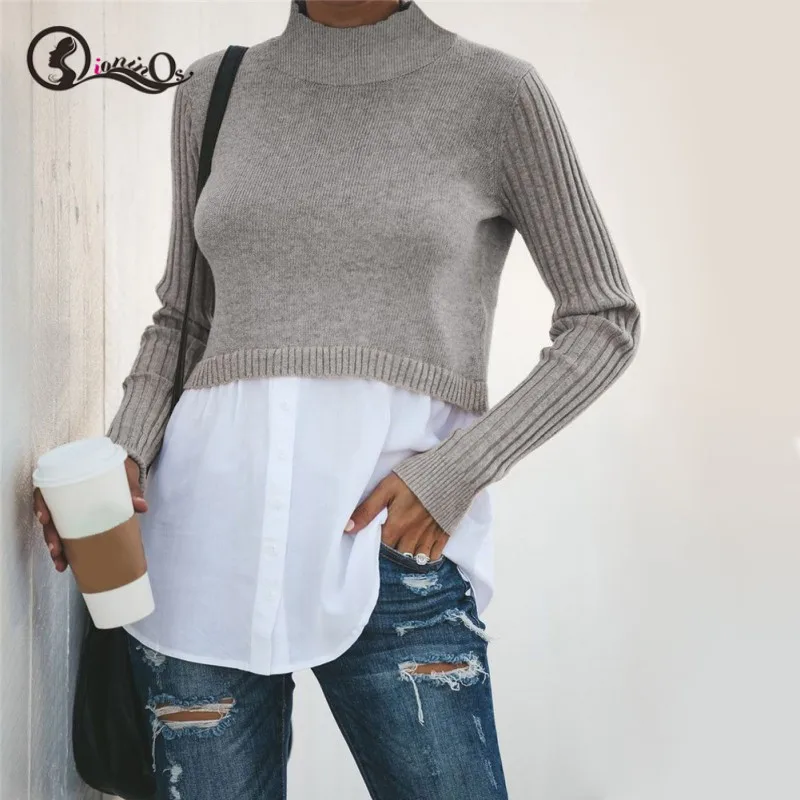 Женский свитер с длинным рукавом SILVERCELL однотонный Тонкий Повседневный вязаный