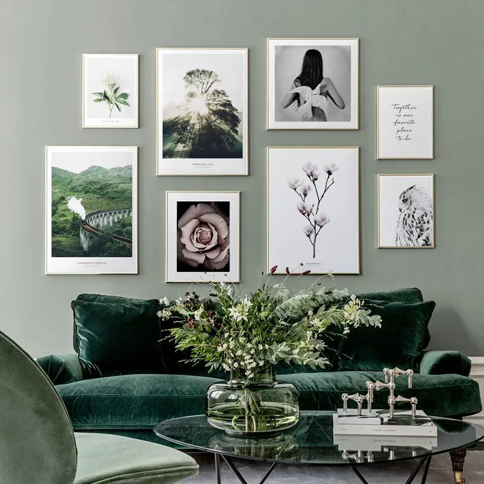 Скандинавские цветы плакат пейзаж настенная живопись природа холст