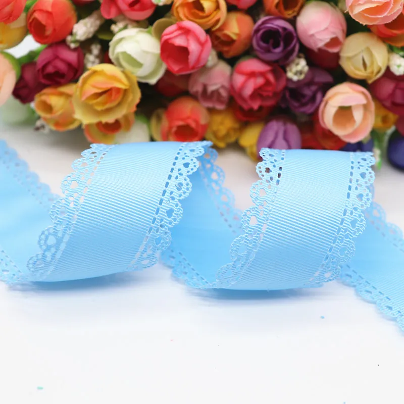 

40MM 50 Yards Hollow Lace Grosgrain Ribbon Peach Heart Ribbon For Hair Bows DIY Crafts Handmade Accessories M19081601
